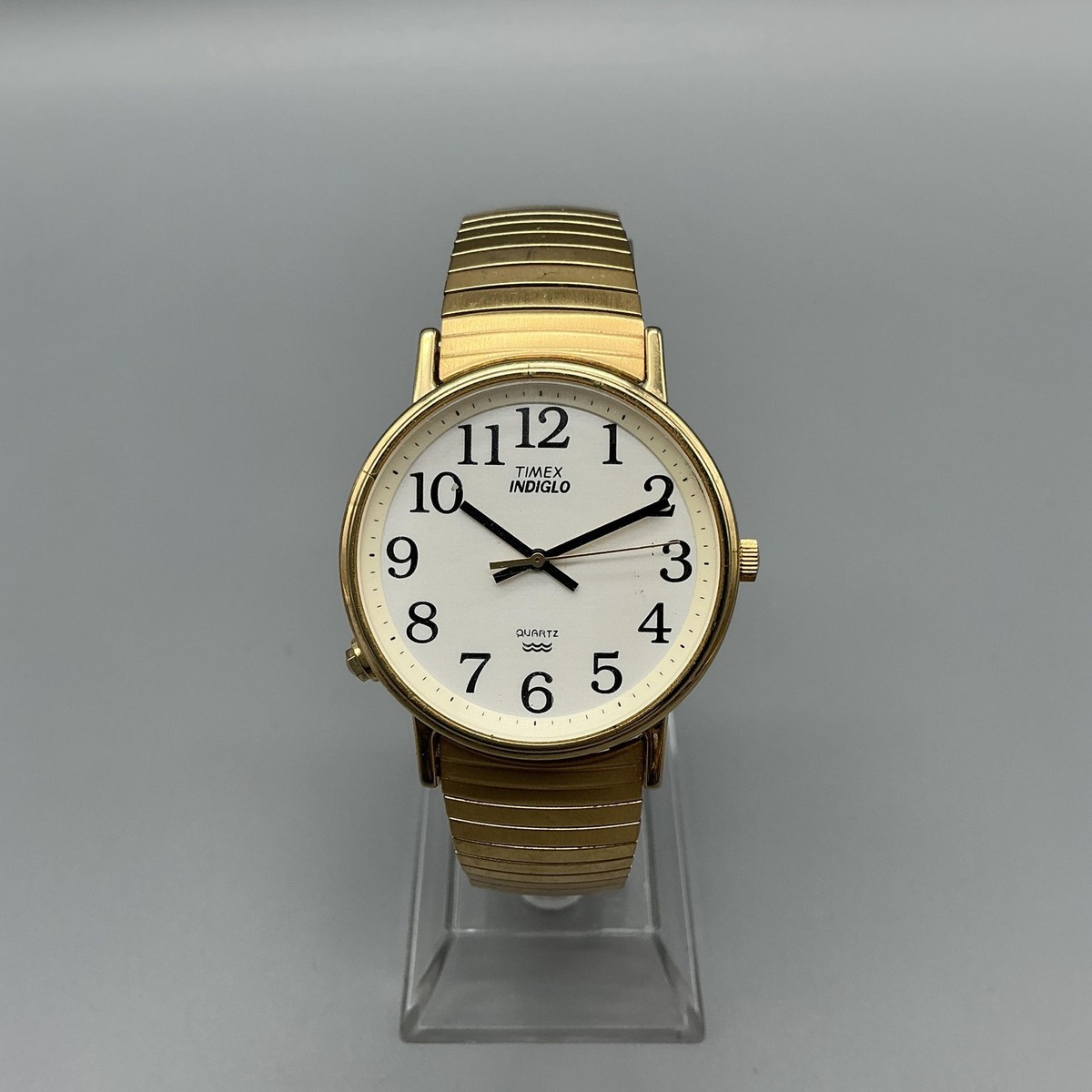 Timex Easy Reader Indiglo Mens Watch 34mm White Dial Gold Tone New