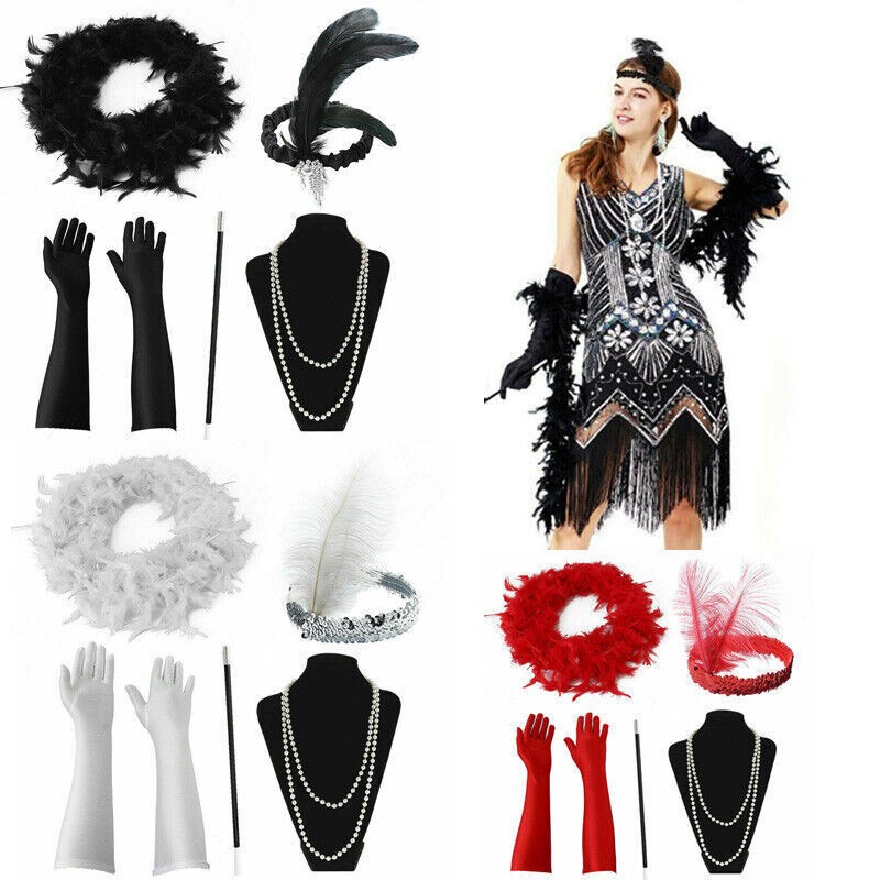 Conjunto de disfraces de niña Charleston Flapper 1920 accesorios ropa de fantasía para mujer
