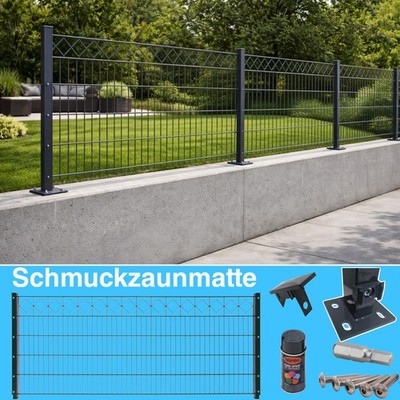 Schmuckzaun Doppelstabmattenzaun zum aufdübeln Set Schmiedezaun Montagefertig