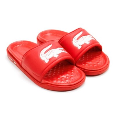 Lacoste Men S Croco Dualiste 0922 Slide Sandals Red White 13 M