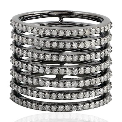 1,27ct Diamant oxidiert Mehrfachband Ring 925 Sterling Silber
