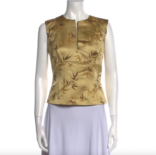 RARA blusa archivio vintage Vivienne Tam foglia oro SS 1997 passerella taglia small - Foto 2 di 8