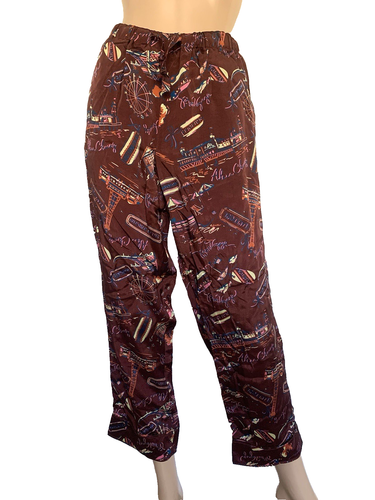 ALEXA CHUNG Burgundy Satin Twill Printed Straight Cropped Trousers UK 8 US 4 NEW - Picture 8 of 24