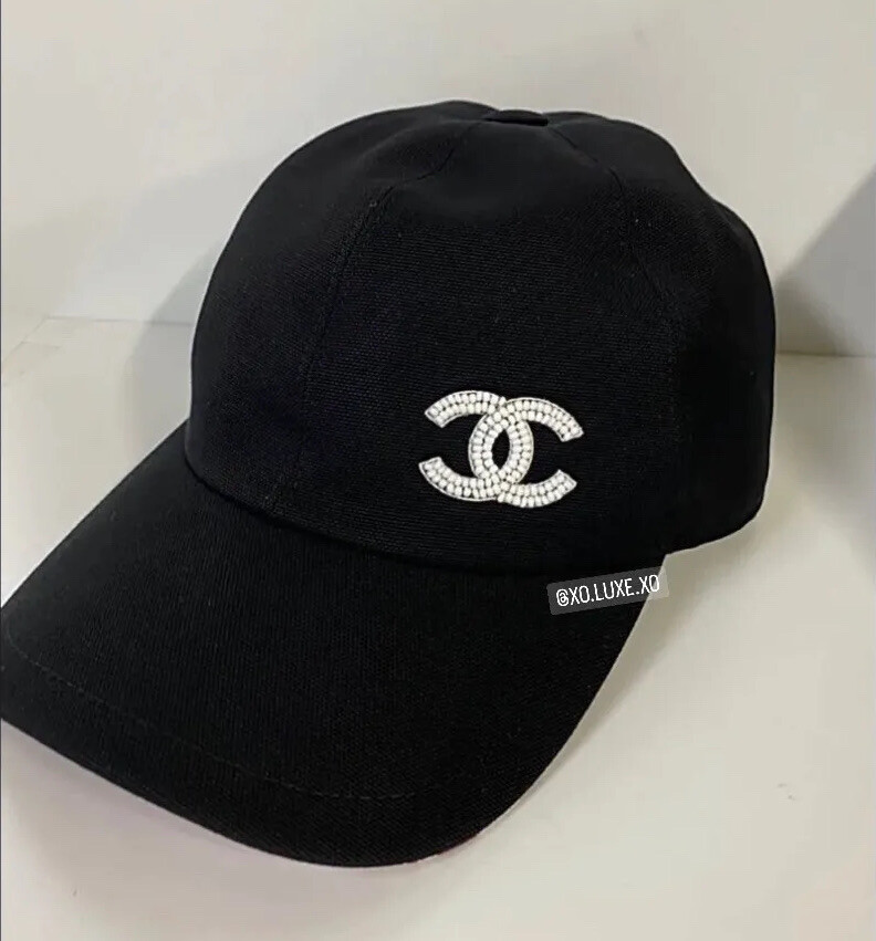 NEW Authentic CHANEL RECEIPT 23P Black Bucket Hat Logo White Baseball