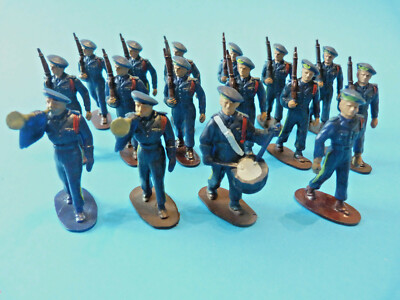 Lot De 16 Soldats Alpins En Plomb Creux LR (dont 2 Skieurs) - Avec Manques (fusils, Bâtons) - Occasion