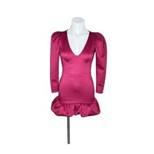 ASOS Long Sleeve Bubble Hem Mini Dress Wine Size 6