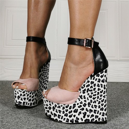 leopard open toe heels