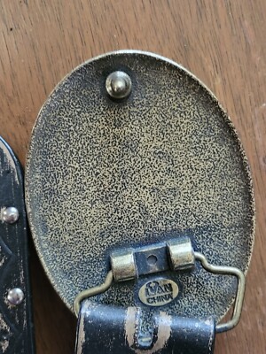 Vintage IVAN Bonded Leather Belt Buckle Gemstones Floral  display picture 1