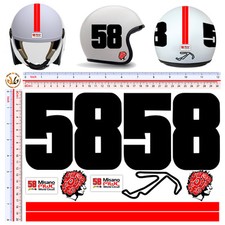 Adesivi casco misano 58 simoncelli stickers helmet tuning motocycle 9 pz.