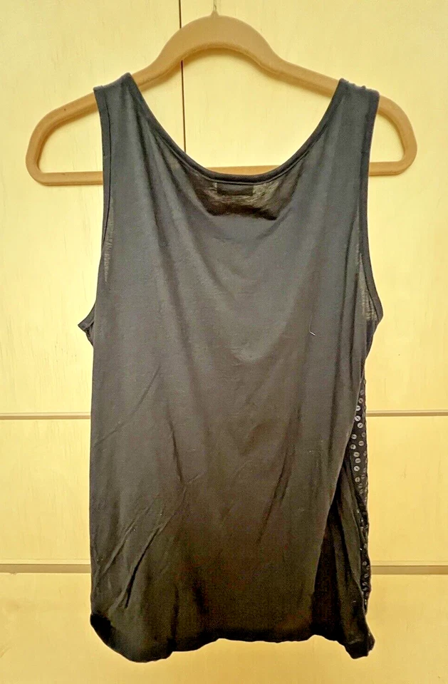 Camiseta sin mangas DKNY negra jersey con lentejuelas (L) Foto 2 de 4