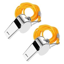 2x METAL REFEREE WHISTLE WITH KEY RING SPORTS PE SCHOOL FOOTBALL RUGBY OUTDOOR