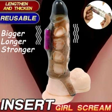 VIBRATING-PENIS-ERECTION-ENHANCER-SLEEVE COCK RING-ADULT CONDOM-SEX TOY