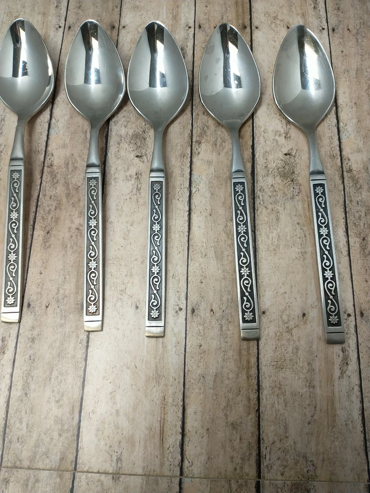  Lote de 8 cucharas de fruta del desierto ovaladas medianoche S S S de Oneida 6" Foto 3 de 4