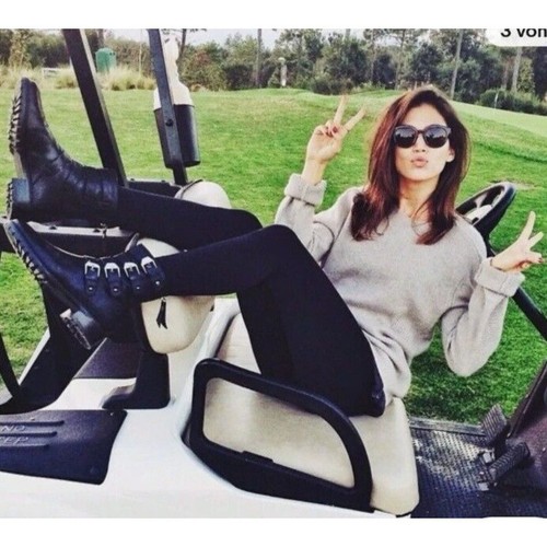 Stuart Weitzman Jitterbug Boot Leather Moto Four Buckle Black Round Toe Ankl 8