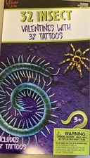 Paper Magic Group 32 Count Insect Valentines with Tattoos Boys Valentine’s Day