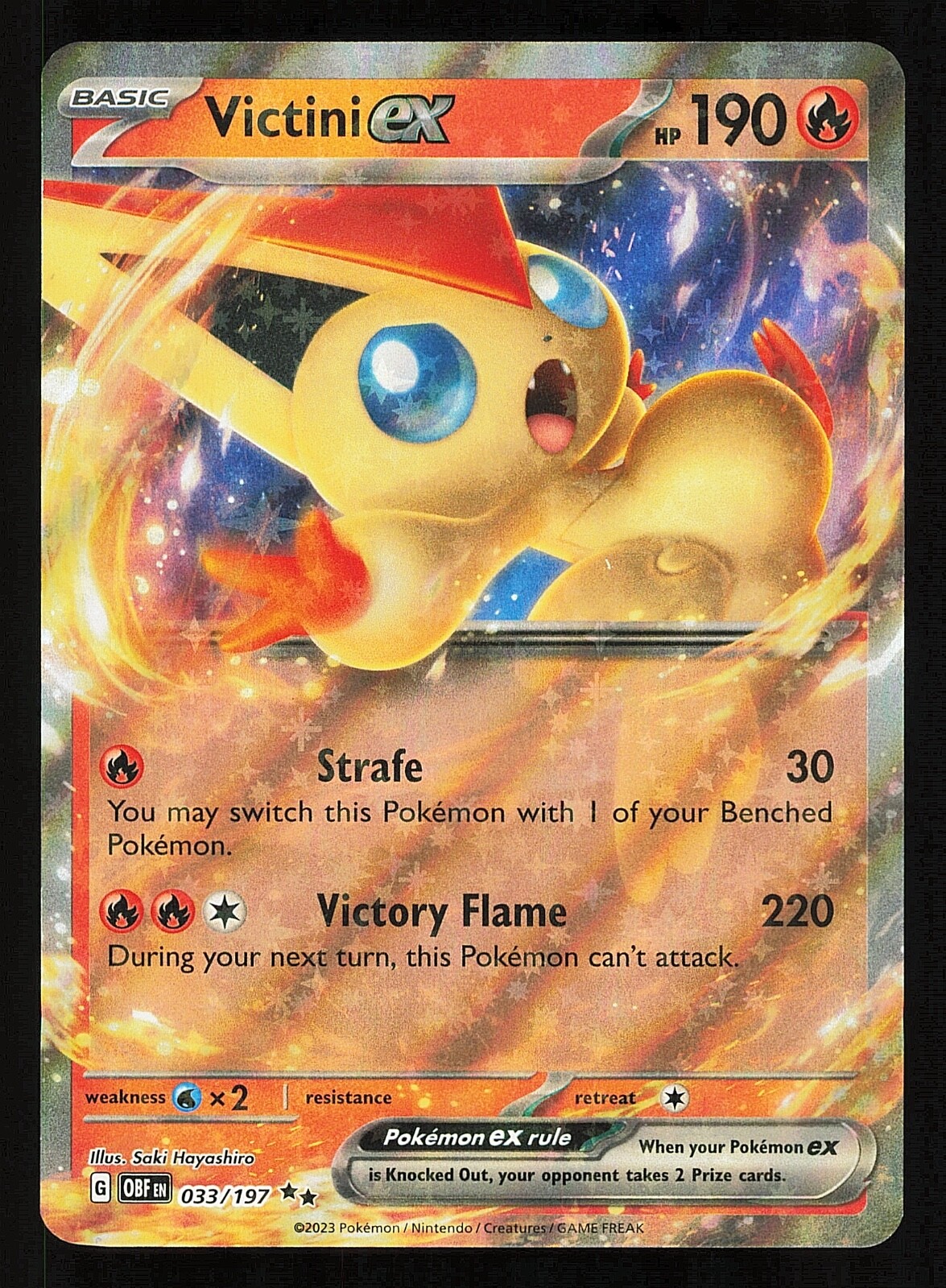 Victini ex 033/197 Holo Near Mint Pokemon TCG S&V Obsidian Flames OBF
