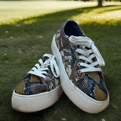 Steve Madden Emmi Phythons Snake Platform Sneaker Leather Women s Size 7M