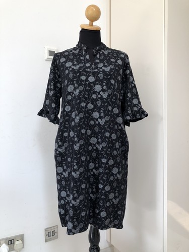 White Floral Dress With Ruffled Sleeves 