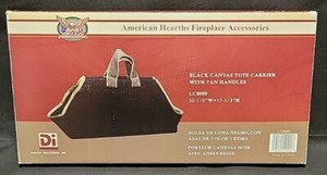 American Hearths Fireplace Accessories Black Canvas Tote Carrier With Tan...