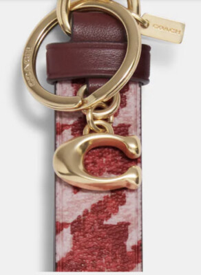 COACH*~(CK069)~Loop Bag Charm With Houndstooth Print Key Chain FOB