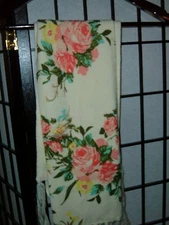 NWT Claire's floral scarf pink roses cream color off white ecru 