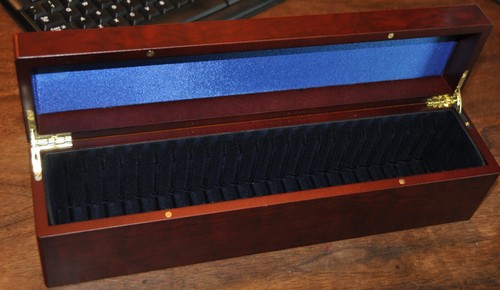 Leuchtturm Mahagoni Stil Platte Münzbox 25 Platten HOLZOPTIK gebraucht SCHÖN!!