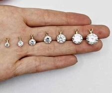 .25CT-4CT Lab-Grown Moissanite Certified 14K Gold Round Solitaire Pendant