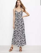LOFT Vine Tie Back Strappy Maxi Dress - Black White - Size Medium
