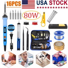 80W Electric Soldering Iron Welding Gun Tool Kit Solder Wire Desoldering Pump US