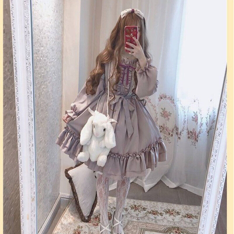 Women Dress Kawaii Lolita Casual Loose Long Suspender Dress Big