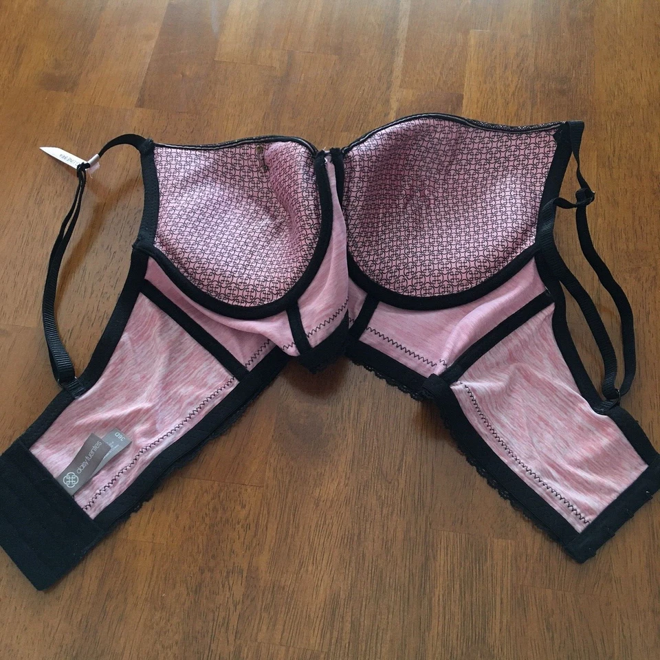 Sujetador Daisy Fuentes 36 D Push Up Mujer Línea Larga Rosa y Negro Con Aros Encaje Foto 4 de 4