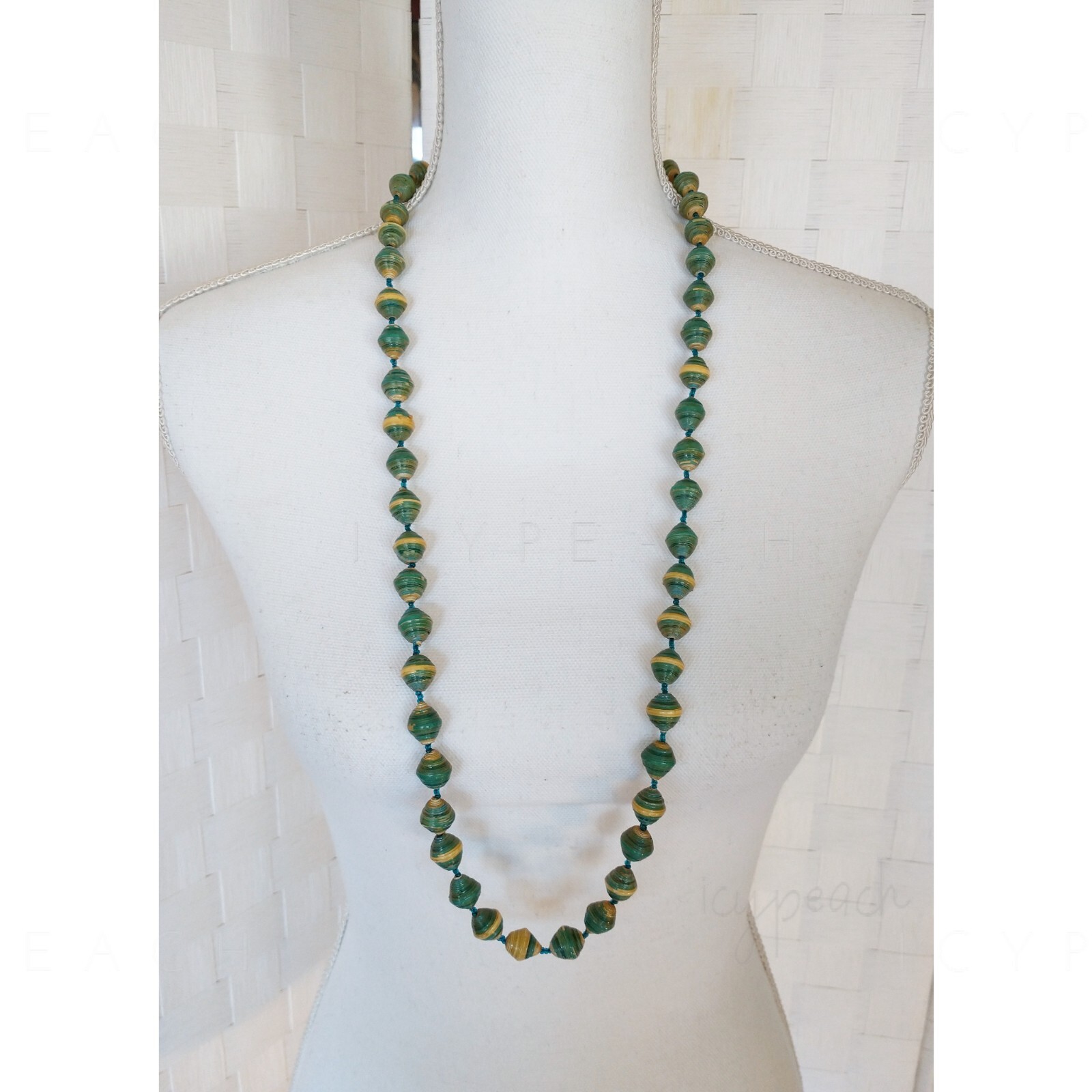 African Beaded Necklace Fair Trade Artisan Jewelry Handmade Paper Beads OOAK
