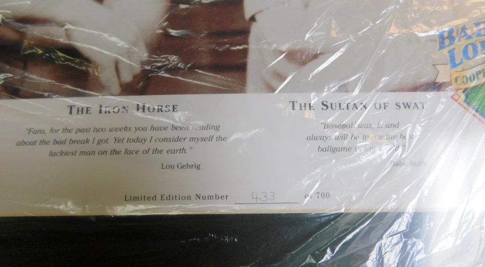 Litografía enmarcada BABE RUTH & LOU GEHRIG Cooperstown con celda de película iluminada 18x22 Foto 2 de 4