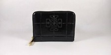 Tory Burch Marion Quilted Patent Coin Keychain Case Black New