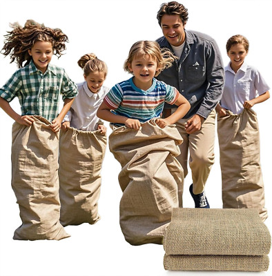 MAQIHAN 2 PCS Burlap Sacks Bulk - Natural Burlap Bags for Potato Sack Race, Plan