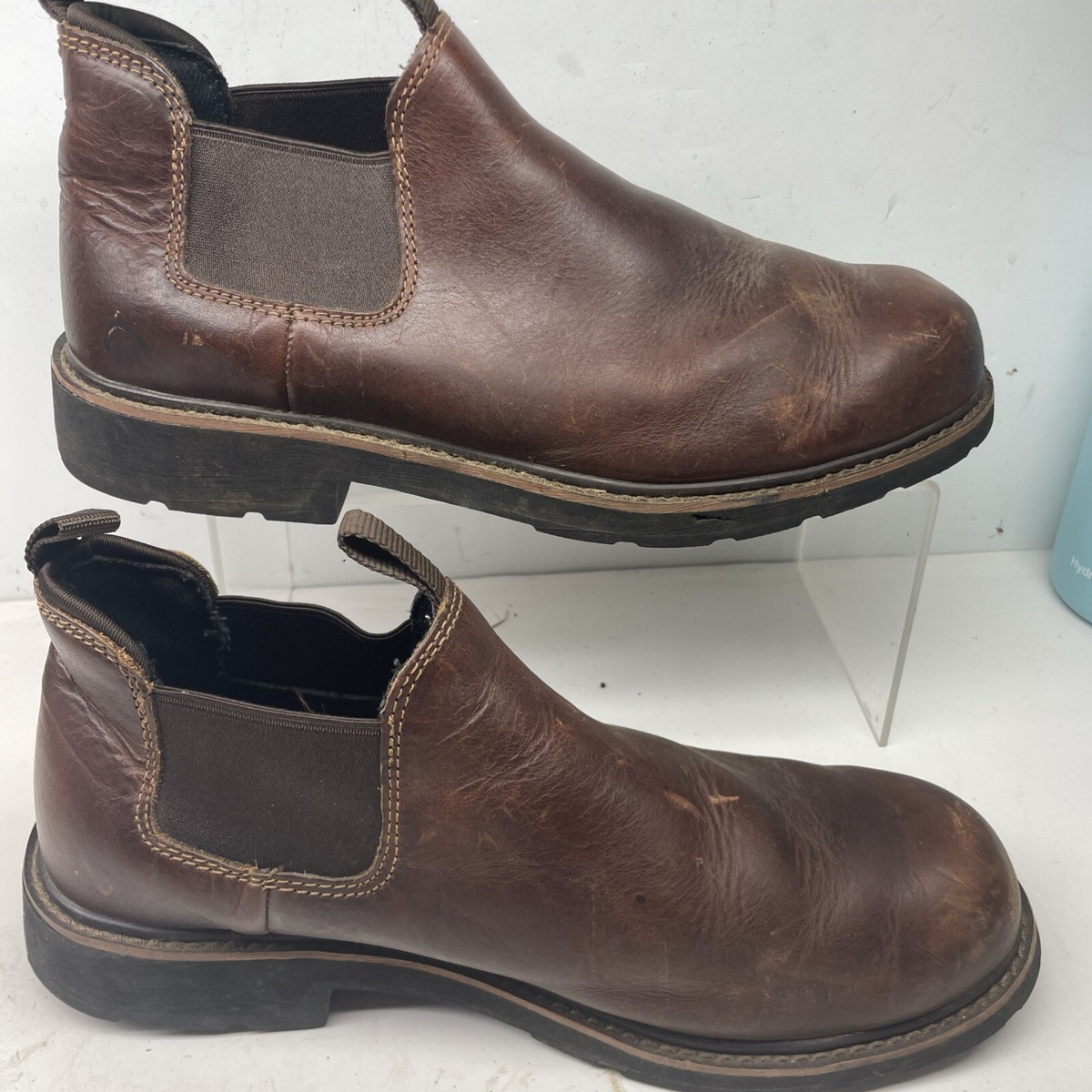 Wolverine brown leather slip ons shoes men display picture 2
