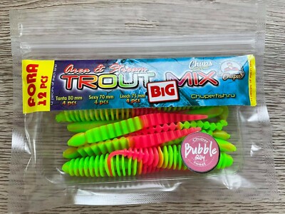 Chups Trout Mix Big 12x Forellenköder Trout Worm Gummiköder Trout Bait Jara FTM 