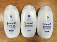 3 Pk: Johnson's Sensitive Care Face Body Cream, Lightly Scented 13.6 oz E14C