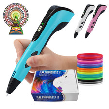 Penna 3D + filamento PLA, regalo di Natale per bambini, color: rosa, blu, bianco