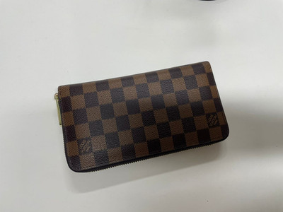 Louis Vuitton Damier Ebene Zippy Zip Around Long Wallet Purse Brown