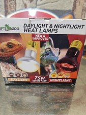 75W Reptile Heat  Nightlight Bulb Combo   Daylight  Night Lamps