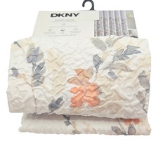 DKNY Sundew Floral Microsculpt Fabric Shower Curtain White Peach 72x72inch