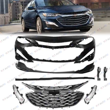 For 2019-2024 Chevy Malibu Front Bumper Cover Upper & Lower Grille Fog Light Set