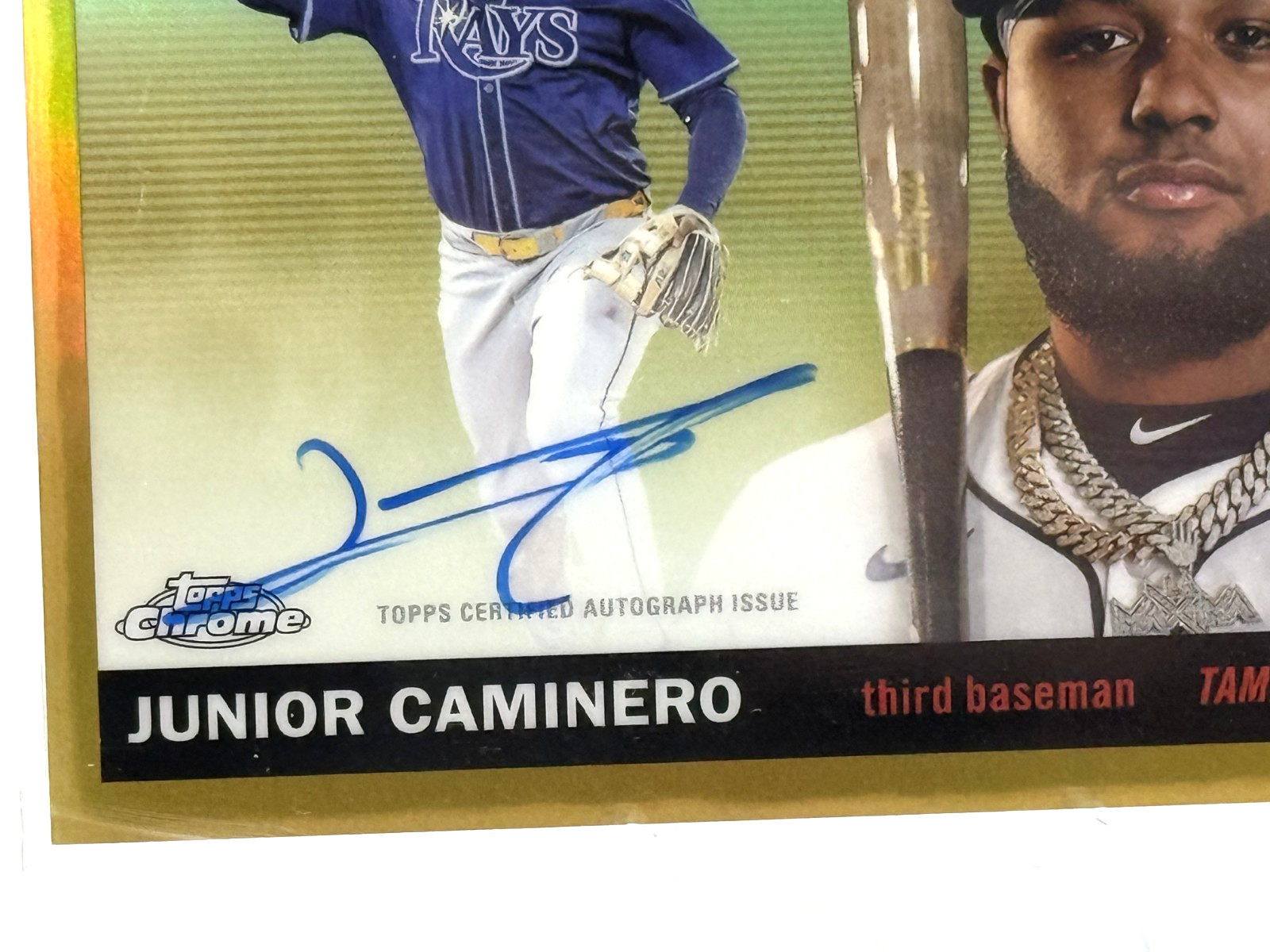 Junior Caminero AUTO /50 GOLD Topps Chrome Platinum Baseball 2025 (Pack Bros) view 2