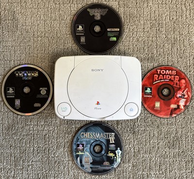 Sony Playstation 1 PS One (PS1) Console Slim (Console only) & 4 Games Disc Only
