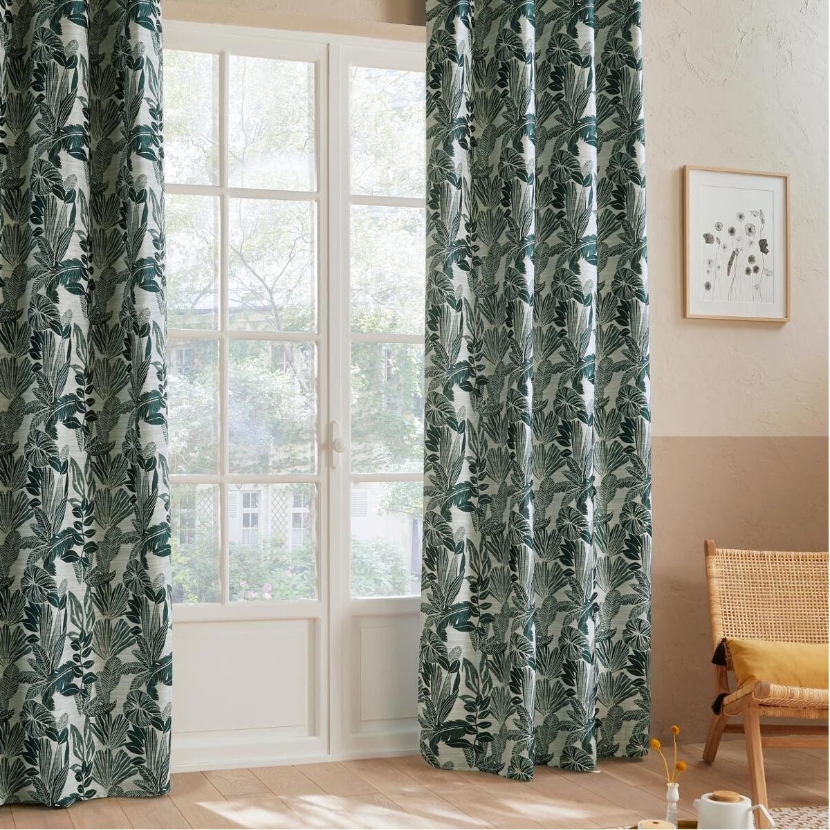 Rideau Bejuco vert céladon 140x260 recréant une ambiance cocooning