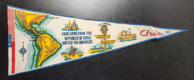 Vintage 1955 Four Lions from the Republic of Chile United the Americas Banner