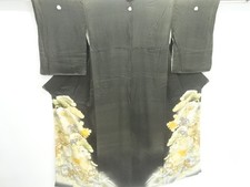 7654538: JAPANESE KIMONO / ANTIQUE TOMESODE / SILK / KINSHA / EMBROIDERY / PINE