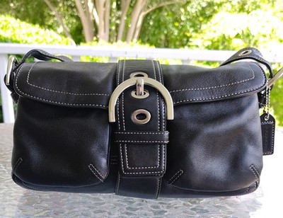 Coach 9434 SMALL Vintage Soho Black Leather Shoulder Bag w/Contrast Stitching