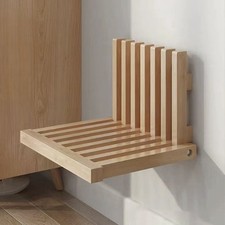 Wooden Wall Mounted Foldable Shoe Changing Stool Shower Seat Bench for Hallway